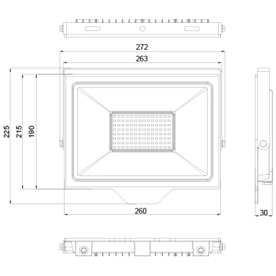 LED Mitrumizturīgs āra prožektors 100W, 10 000Lm, 4000K, IP65
